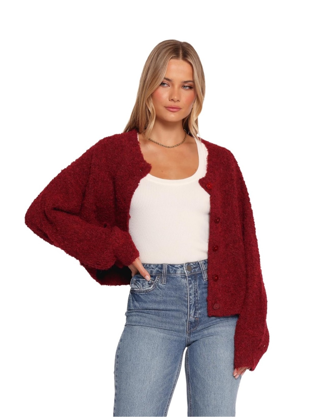 NWT Petal & Pup Albertine Cardigan in Wine